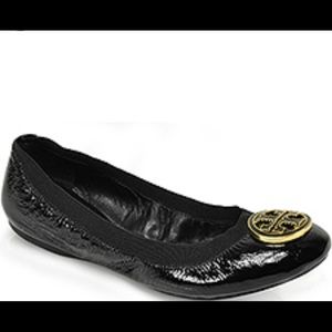 Used Tory Burch Caroline Black Patent Ballet Flats